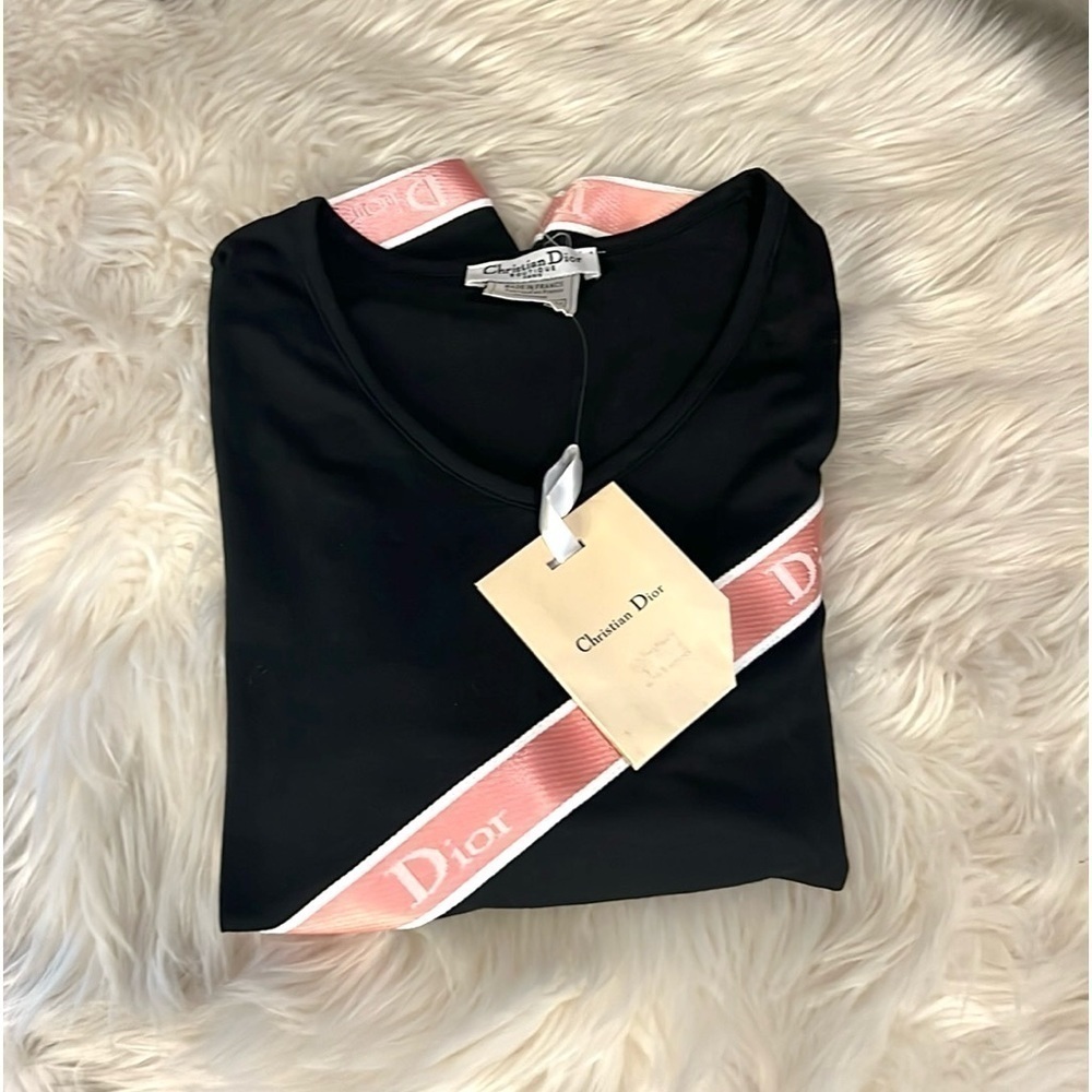 NWT,Christian Dior,Authentic Logo-Ribbon Athleisure Stretch-Knit Top Size 42 - Picture 5 of 12
